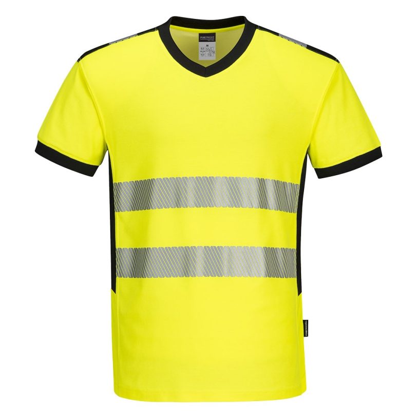 PW310 - T-shirt PW3 con scollo a V Hi-Vis Giallo/Nero